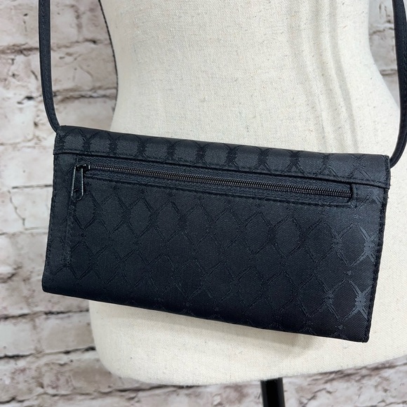 Black Fabric Crossbody Travel Wallet Card Case 8x4 Inches - Picture 5 of 7